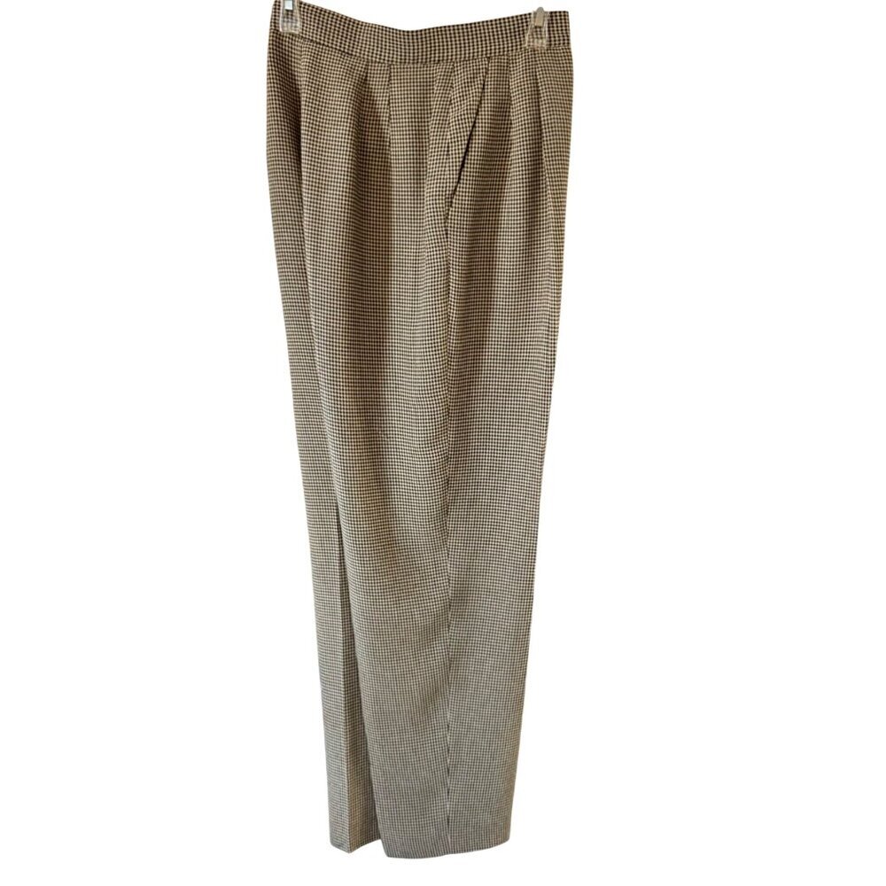 Dana Buchman Black White Houndstooth Pleated Trousers Dress Pants Pockets Size 8